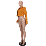 Women Fashion Casual Solid Color Short Jacket