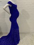 Women'S Lace Pregnant Women Trailing Short Sleeve Evening Dress Wedding Dress