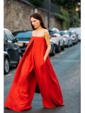 Solid Strapless Loose Swing Wide Leg Jumpsuit