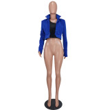 Women Fashion Casual Solid Color Short Jacket