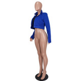 Women Fashion Casual Solid Color Short Jacket