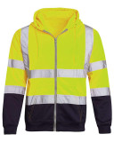 Men'S Hooded Hoodies Reflective Striped Fleece Colorblock Zip Hoodies