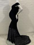 Women'S Lace Pregnant Women Trailing Short Sleeve Evening Dress Wedding Dress