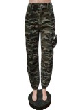 Women Denim Camo Cargo Pants
