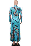 Plus Size Women Printed Long Sleeve Loose Dress