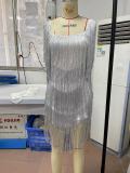 Women Sleeveless Fringe Strap Dress