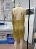 Women Sleeveless Fringe Strap Dress