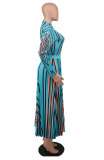 Plus Size Women Printed Long Sleeve Loose Dress