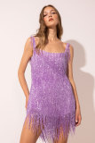 Women Sleeveless Fringe Strap Dress