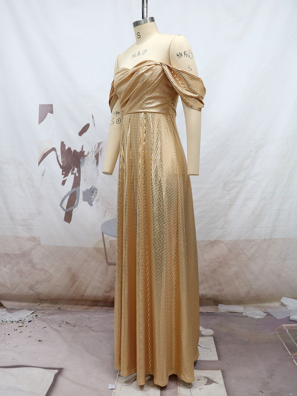 Autumn Women's Off Shoulder Swing Wedding Dress Annual Party Evening Dress
