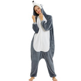 Exclusive flannel parent-child cartoon animal one-piece pajamas