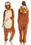 Exclusive flannel parent-child cartoon animal one-piece pajamas