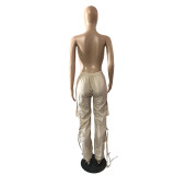 Women's Sexy Bright Lace-Up Multi Pocket Streetwear Casual Pants