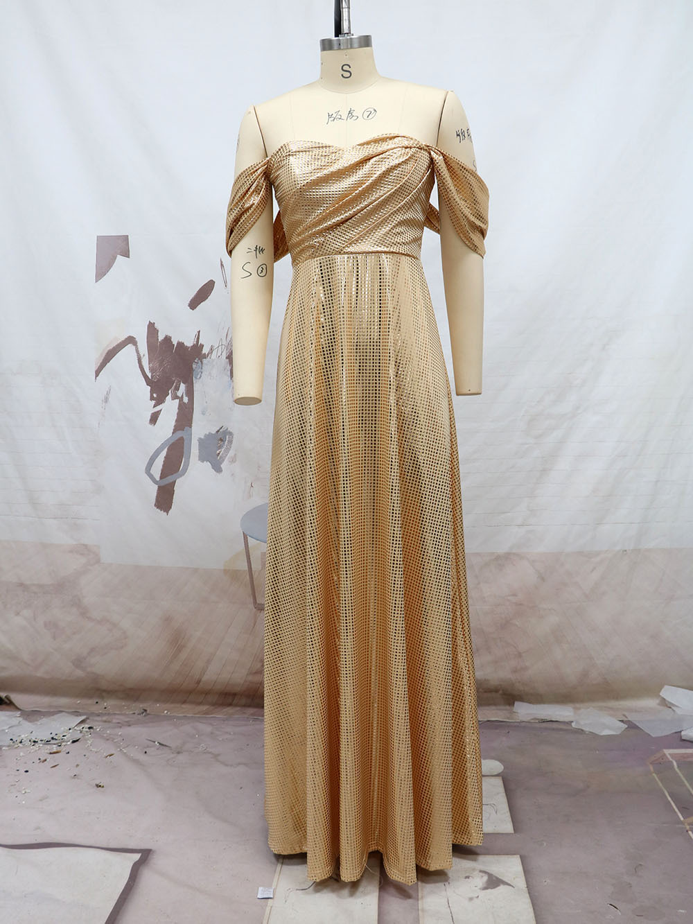 Autumn Women's Off Shoulder Swing Wedding Dress Annual Party Evening Dress