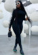 Women's Winter Fashion Casual Solid Round Neck Slim Long Sleeve Jumpsuit