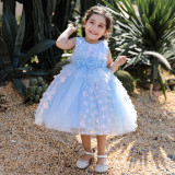 Girls Dress Pink Bow Princess Tutu Bow Mesh Party Dress