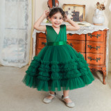 Children'S Dresses Girls' Puffy Mesh Dress Cascading Ruffles Dress Middle Children'S Princess Dress Show Dress