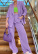 Women'S Fall Fashion Long Sleeve Blazer Straight Pants Two Piece Set