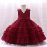 Children'S Dresses Girls' Puffy Mesh Dress Cascading Ruffles Dress Middle Children'S Princess Dress Show Dress
