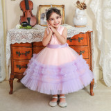 Children'S Dresses Girls' Puffy Mesh Dress Cascading Ruffles Dress Middle Children'S Princess Dress Show Dress
