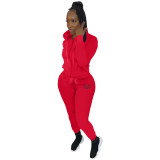 Women'S Fashion Casual Sports Solid Color Suit Two Piece Tracksuit