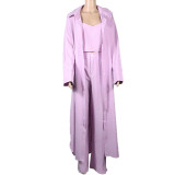 Fall Winter Women'S Chic Trousers Shirt Strap Tank Straight Pants Three-Piece Set