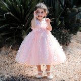 Girls Dress Pink Bow Princess Tutu Bow Mesh Party Dress