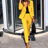 Fall Winter Women'S Fashion Long Sleeve Suit Two Piece Trousers Blazer Set