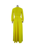 Spring Women'S Round Neck Bohemian Long Solid Dress