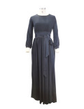 Spring Women'S Round Neck Bohemian Long Solid Dress
