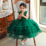 Children'S Dresses Girls' Puffy Mesh Dress Cascading Ruffles Dress Middle Children'S Princess Dress Show Dress