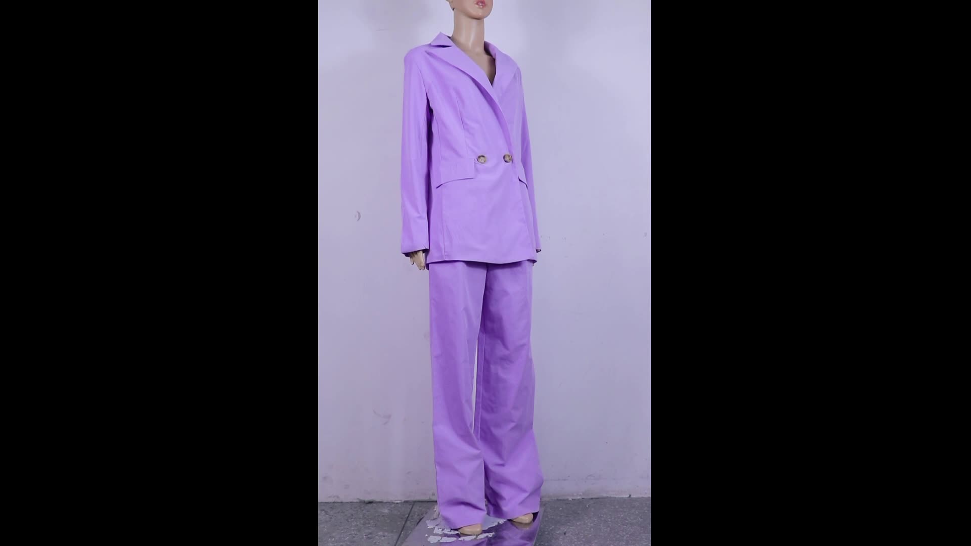 Women'S Fall Fashion Long Sleeve Blazer Straight Pants Two Piece Set