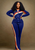 Women'S Sports Casual Fashion Two Piece Pocket Sportwear Pants Set Tracksuit