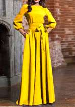 Spring Women'S Round Neck Bohemian Long Solid Dress Spring Women'S Round Neck Bohemian Long Solid Dress