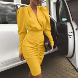Women'S Fall Winter Women'S Deep V Neck Bodycon Sexy Dress