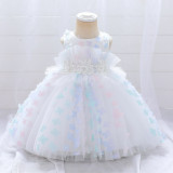 Girls Dress Pink Bow Princess Tutu Bow Mesh Party Dress