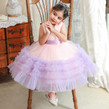 Children'S Dresses Girls' Puffy Mesh Dress Cascading Ruffles Dress Middle Children'S Princess Dress Show Dress