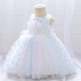Girls Dress Pink Bow Princess Tutu Bow Mesh Party Dress