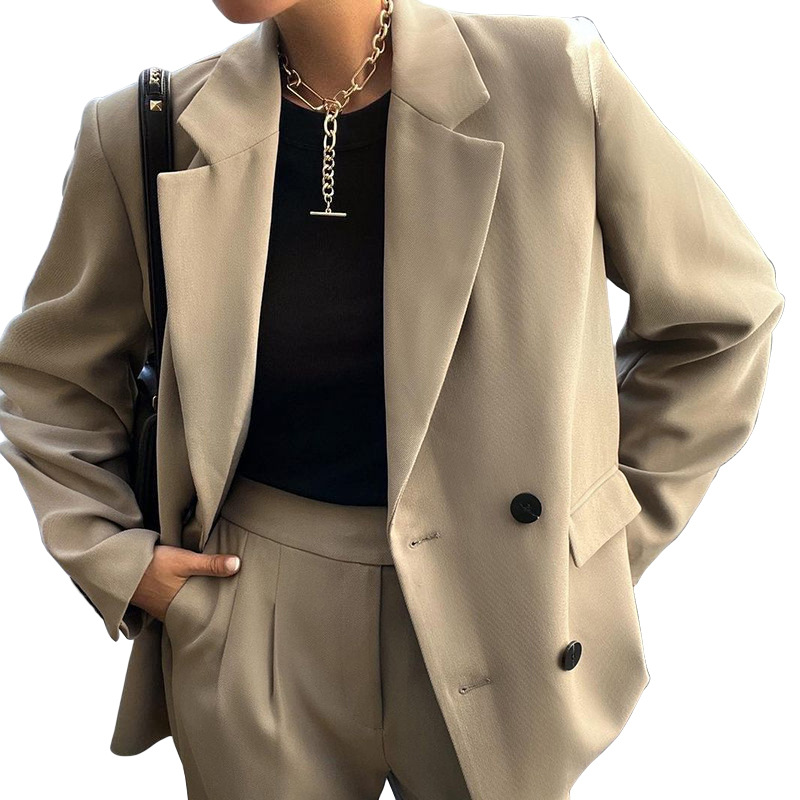 Fall Women Chic Solid Suit And Pants Two Piece