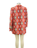 Fall Women Chic Print Blazer And Shorts Two Piece