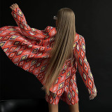 Fall Women Chic Print Blazer And Shorts Two Piece