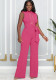 Women Sleeveless Chain Jumpsuit (with belt)