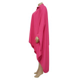 Women's Solid Fall Plus Size Cover Up Irregular Bat Sleeves Dress