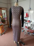 Printed Buckle with Cutout Tight Fitting Bodycon Dress