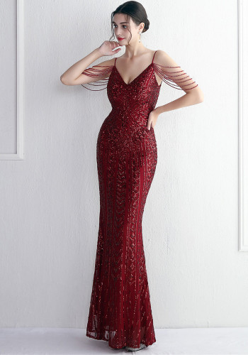 Long Sequins Plus Size Costume Formal Party Evening Dress