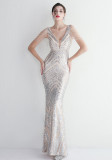 Long Sequins Plus Size Costume Formal Party Evening Dress