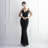 Long Sequins Plus Size Costume Formal Party Evening Dress
