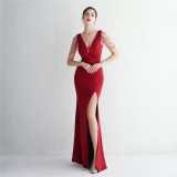 Long Sequins Plus Size Costume Formal Party Evening Dress