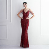 Long Sequins Plus Size Costume Formal Party Evening Dress