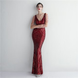 Long Sequins Plus Size Costume Formal Party Evening Dress